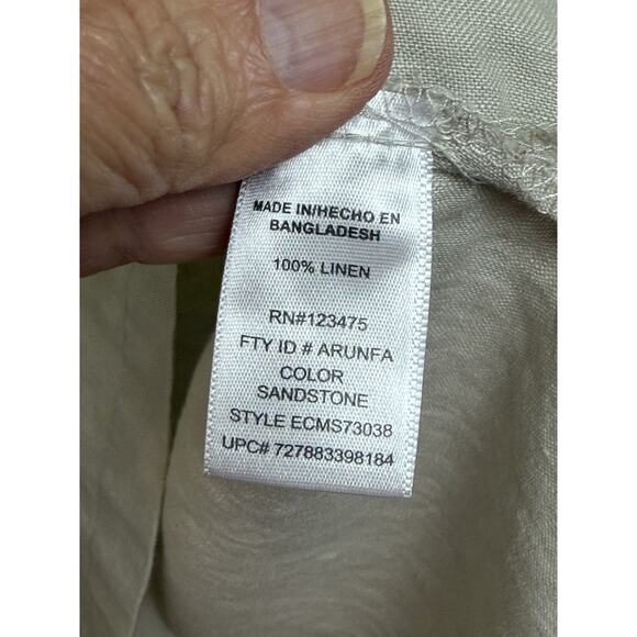 Company Ellen Tracy Tan Beige Tunic Lace Up Sz L Casual Classic Work Office - Picture 10 of 11